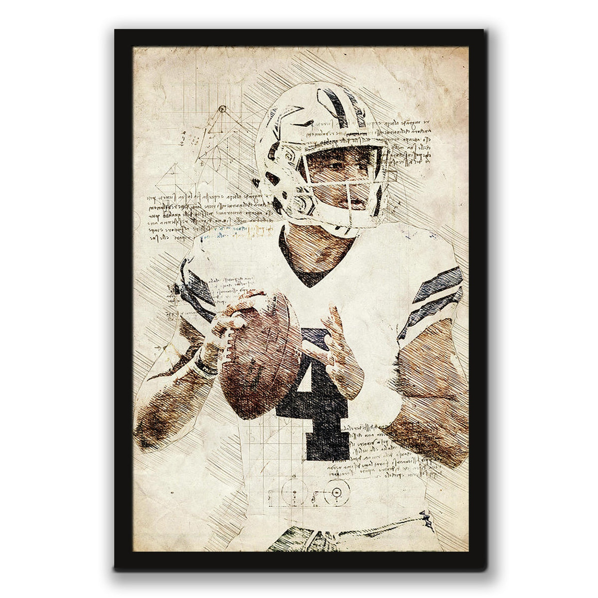 Dak Prescott Sports Celebrity Art Deco Poster 4 Canvas Wall Art Poster Decor Gift