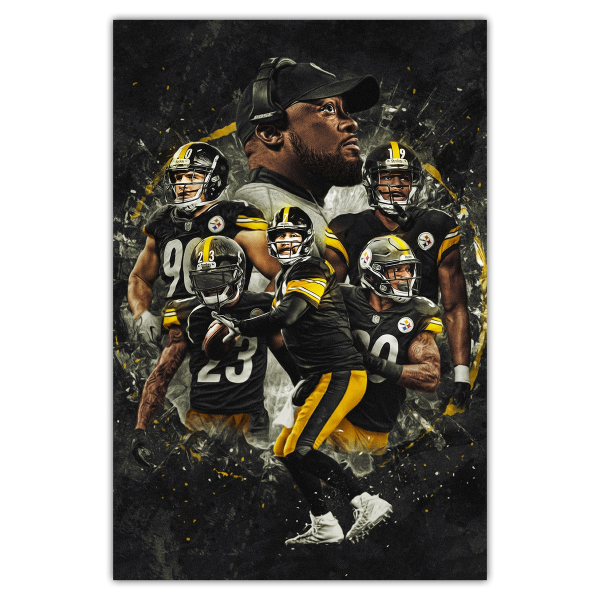 Ben Roethlisberger JuJu Smith Schuster TJ Watt Art Sports Decorative Poster School Dormitory 3 Canvas Wall Art Poster Decor Gift