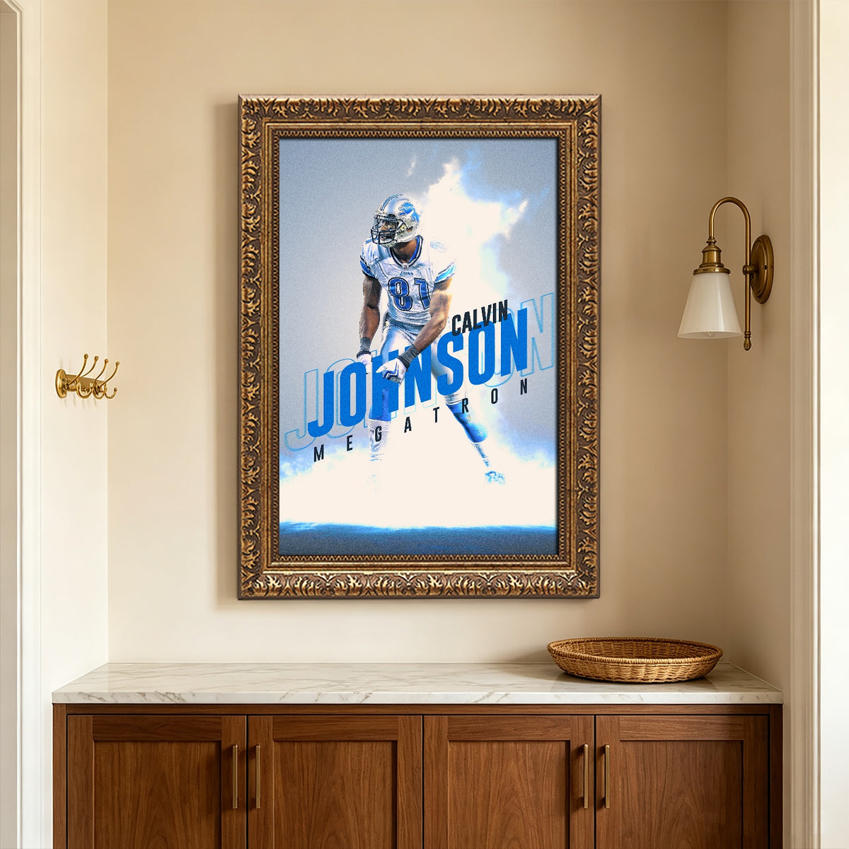 Calvin Johnson Celebrity Sports Art Poster School Dining Room Decoration 3 Canvas Wall Art Poster Decor Gift