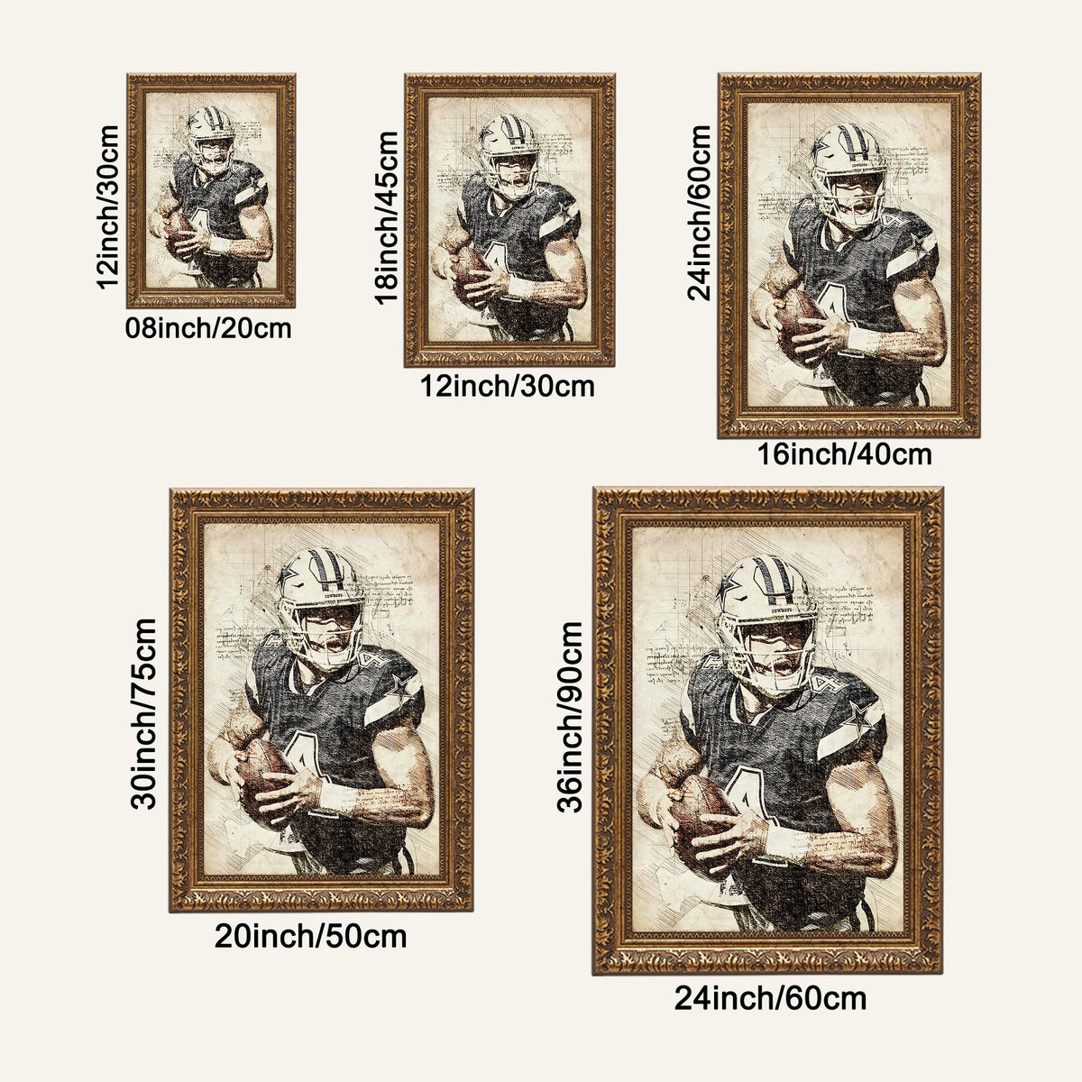 Dak Prescott Sports Celebrity Art Deco Poster 5 Canvas Wall Art Poster Decor Gift