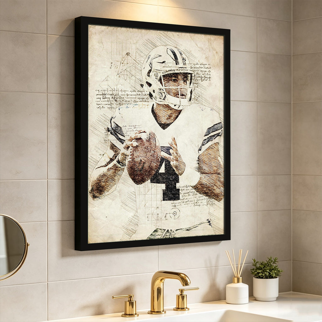 Dak Prescott Sports Celebrity Art Deco Poster 4 Canvas Wall Art Poster Decor Gift