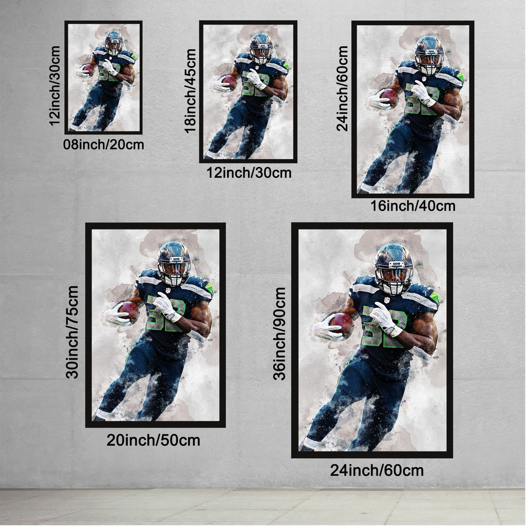 Chris Carson Celebrity Sports Art Poster School Dining Room Decoration 6 Canvas Wall Art Poster Decor Gift