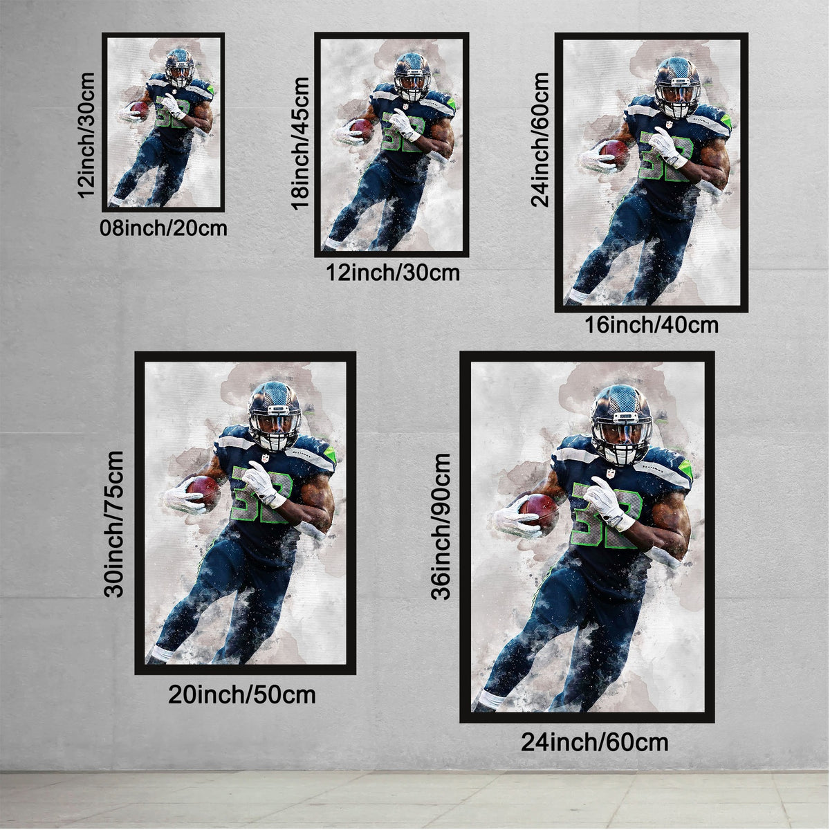 Chris Carson Celebrity Sports Art Poster School Dining Room Decoration 6 Canvas Wall Art Poster Decor Gift