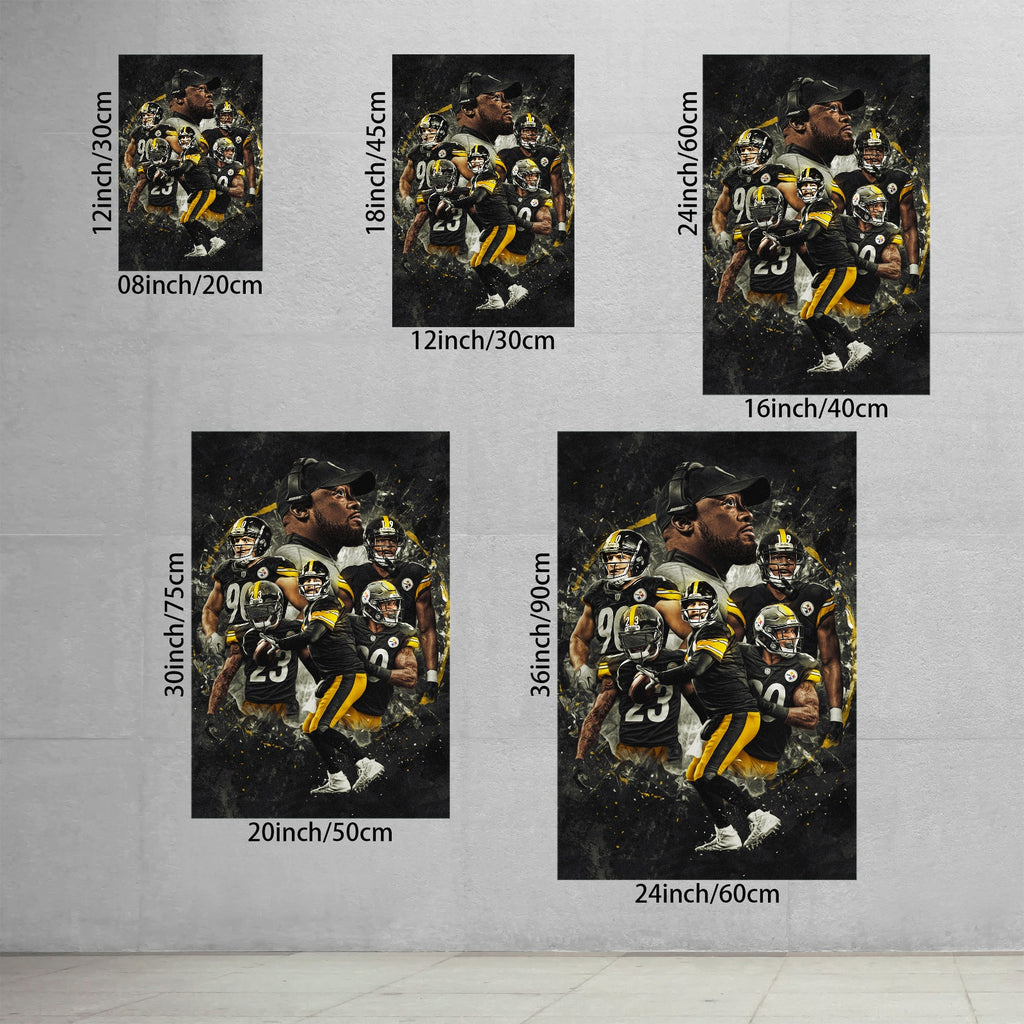 Ben Roethlisberger JuJu Smith Schuster TJ Watt Art Sports Decorative Poster School Dormitory 3 Canvas Wall Art Poster Decor Gift