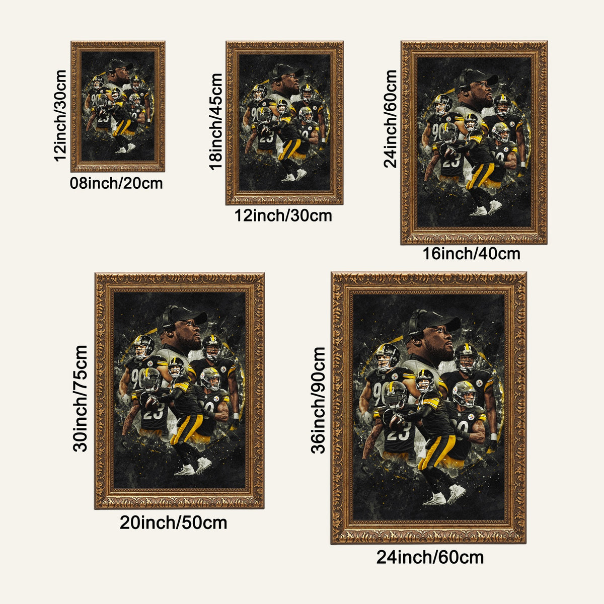 Ben Roethlisberger JuJu Smith Schuster TJ Watt Art Sports Decorative Poster School Dormitory 3 Canvas Wall Art Poster Decor Gift