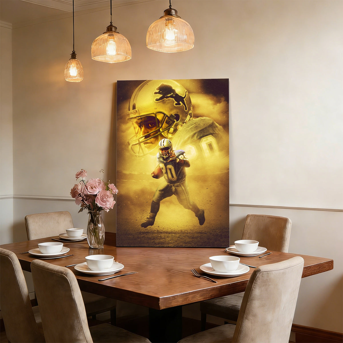 Barry Sanders Art Sports Decorative Poster School Dormitory 9 Canvas Wall Art Poster Decor Gift