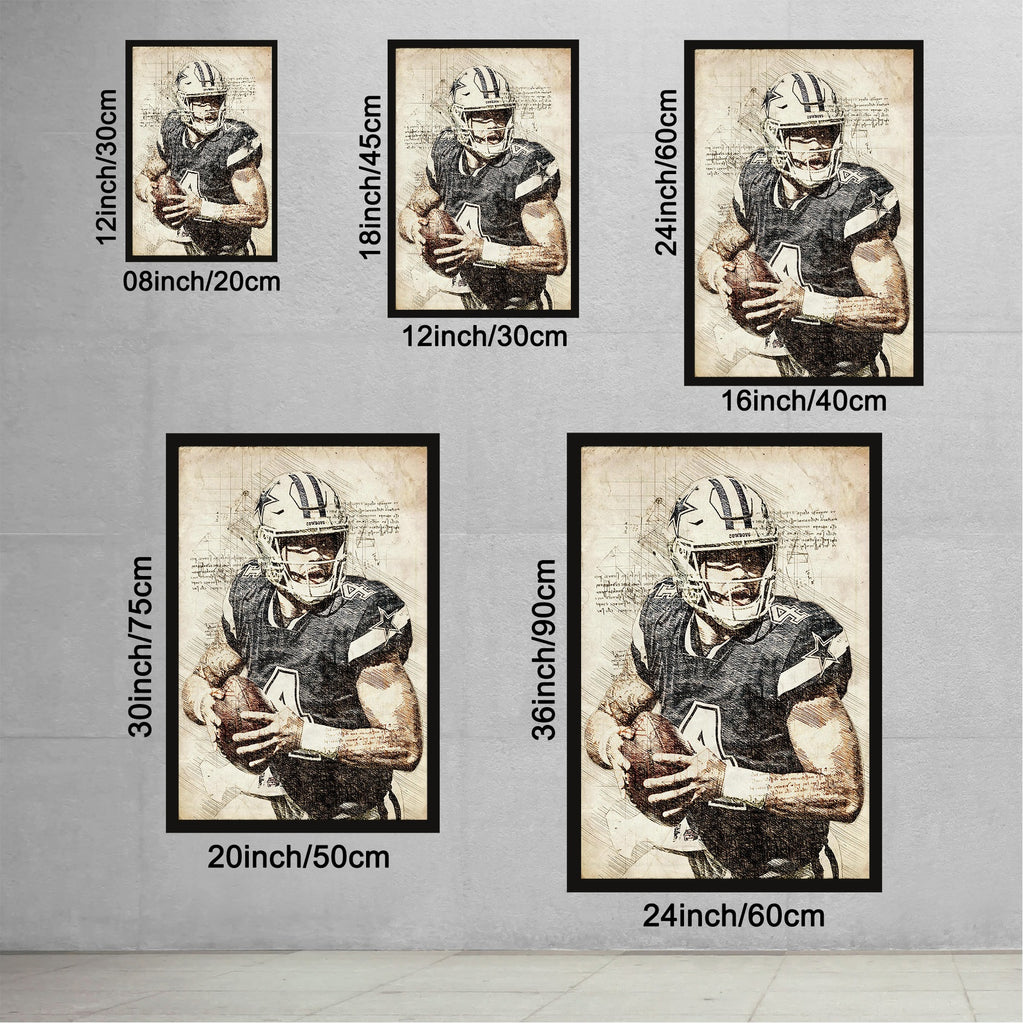 Dak Prescott Sports Celebrity Art Deco Poster 5 Canvas Wall Art Poster Decor Gift