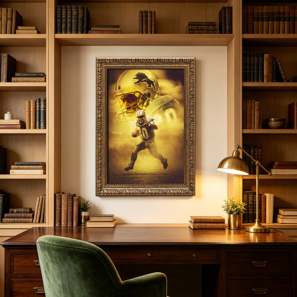 Barry Sanders Art Sports Decorative Poster School Dormitory 9 Canvas Wall Art Poster Decor Gift