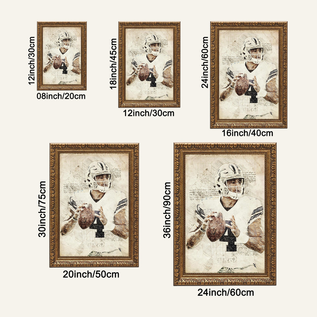 Dak Prescott Sports Celebrity Art Deco Poster 4 Canvas Wall Art Poster Decor Gift