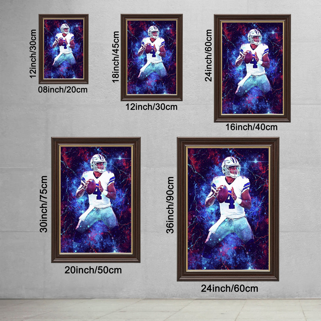 Dak Prescott Sports Celebrity Art Deco Poster 2 Canvas Wall Art Poster Decor Gift