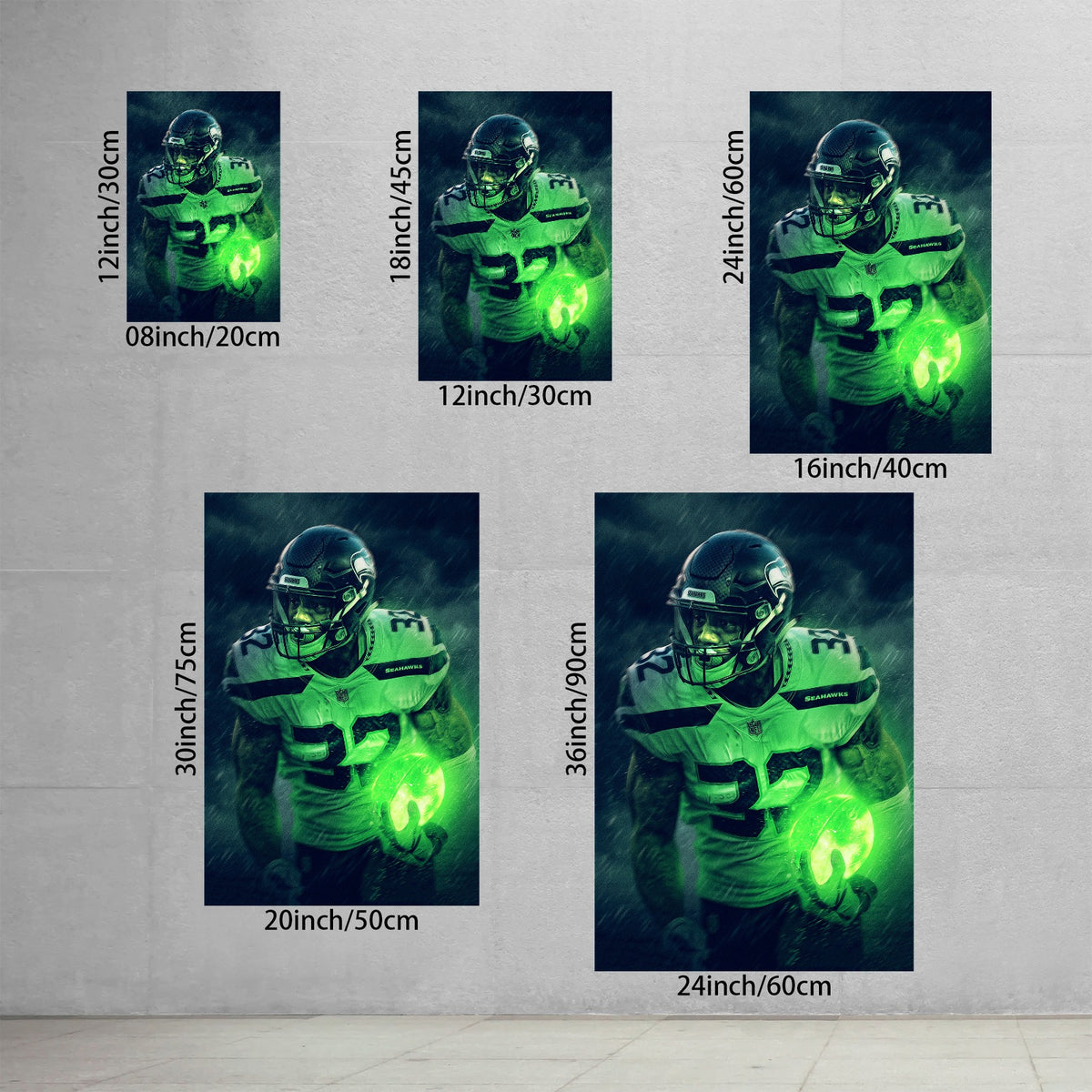 Chris Carson Art Sports Decorative Poster School Dormitory 3 Canvas Wall Art Poster Decor Gift