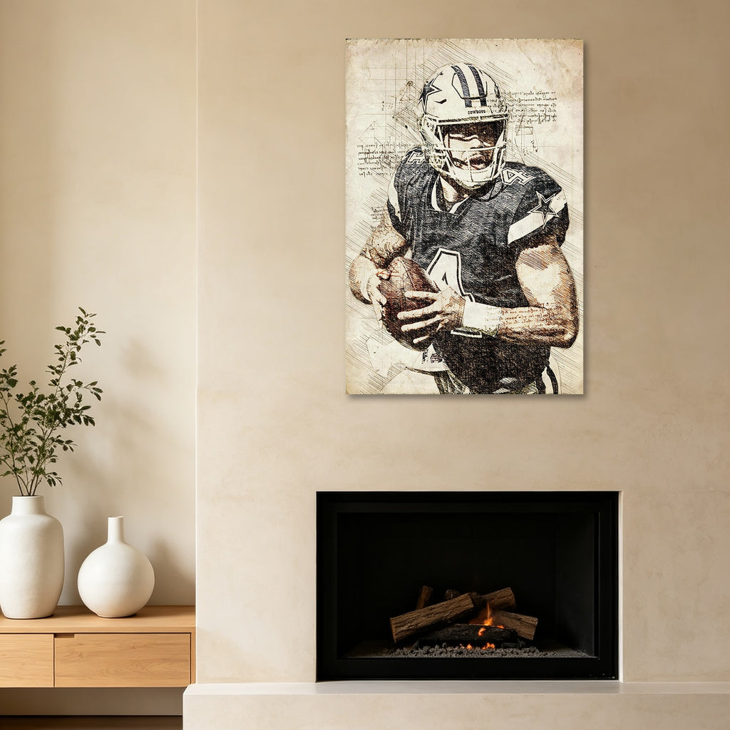 Dak Prescott Sports Celebrity Art Deco Poster 5 Canvas Wall Art Poster Decor Gift