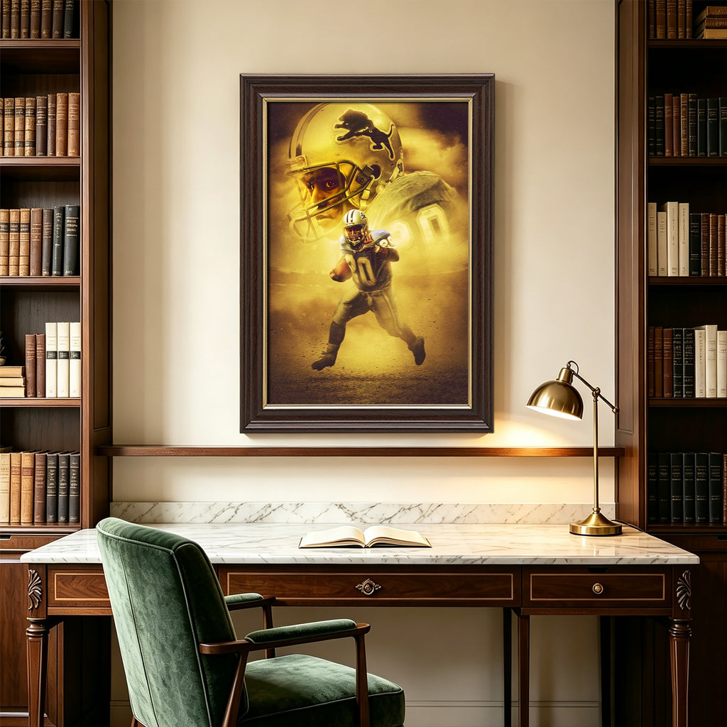 Barry Sanders Art Sports Decorative Poster School Dormitory 9 Canvas Wall Art Poster Decor Gift