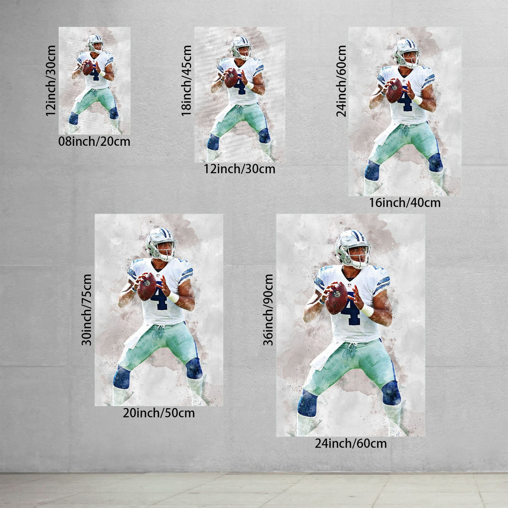 Dak Prescott Celebrity Sports Art Poster School Dining Room Decoration 4 Canvas Wall Art Poster Decor Gift
