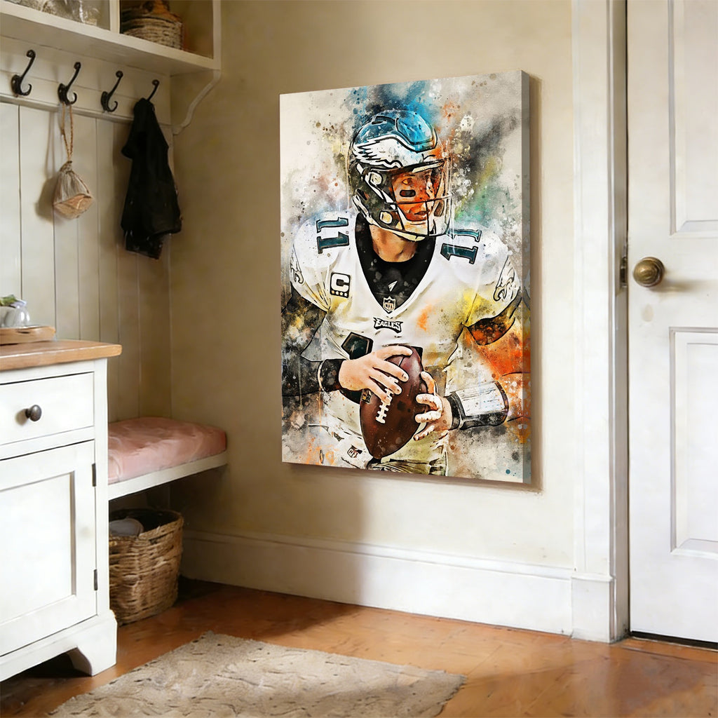 Carson Wentz Celebrity Sports Art Poster School Dining Room Decoration 7 Canvas Wall Art Poster Decor Gift