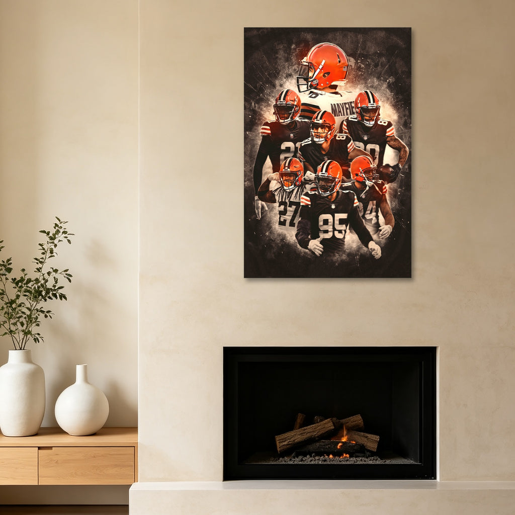 Baker Mayfield Kareem Hunt Austin Hooper Denzel Ward Art Sports Decorative Poster School Dormitory 1 Canvas Wall Art Poster Decor Gift