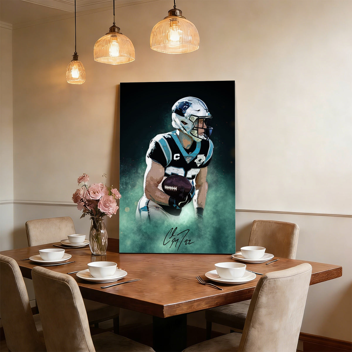 Christian McCaffrey Celebrity Sports Art Poster School Dining Room Decoration 4 Canvas Wall Art Poster Decor Gift