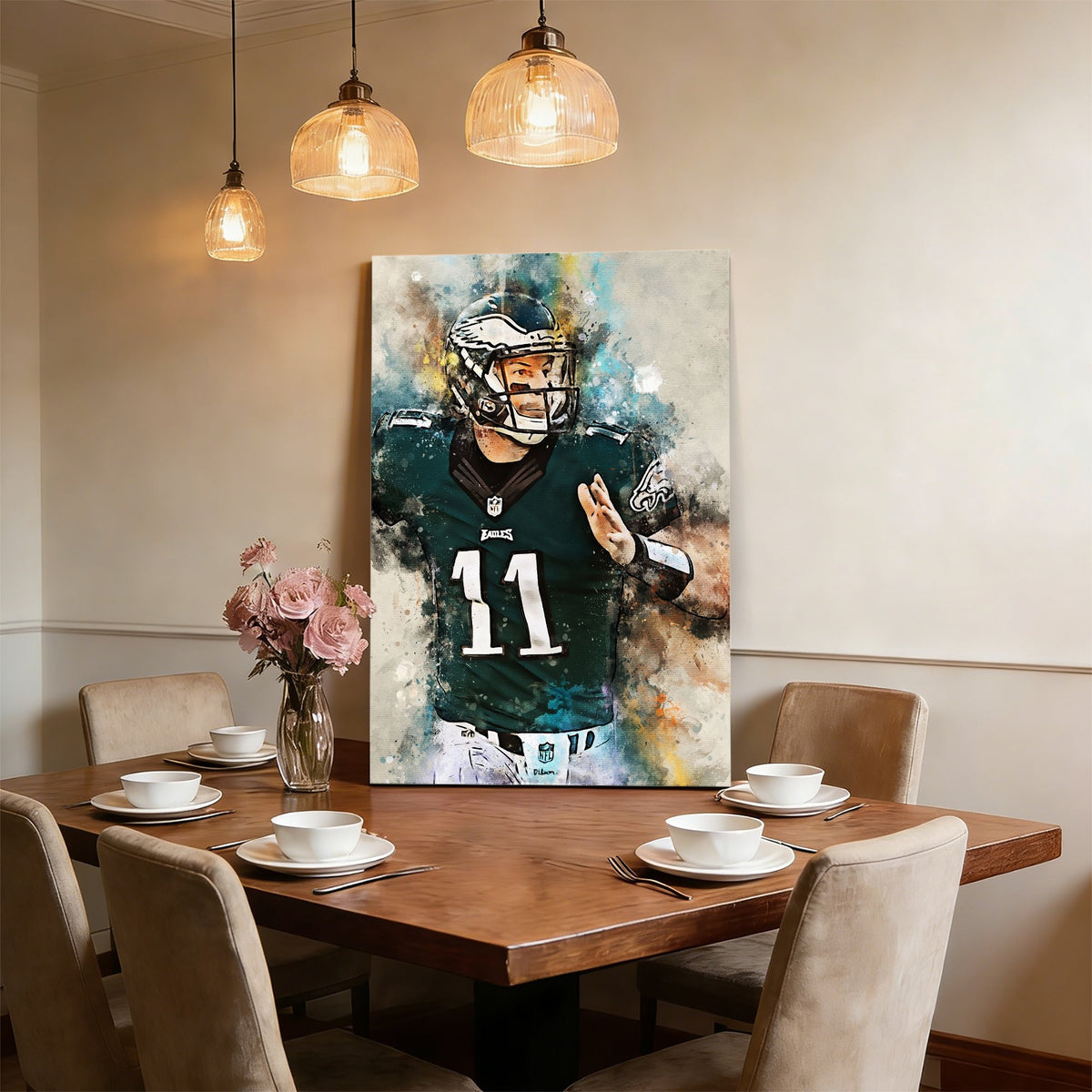 Carson Wentz Celebrity Sports Art Poster School Dining Room Decoration 2 Canvas Wall Art Poster Decor Gift