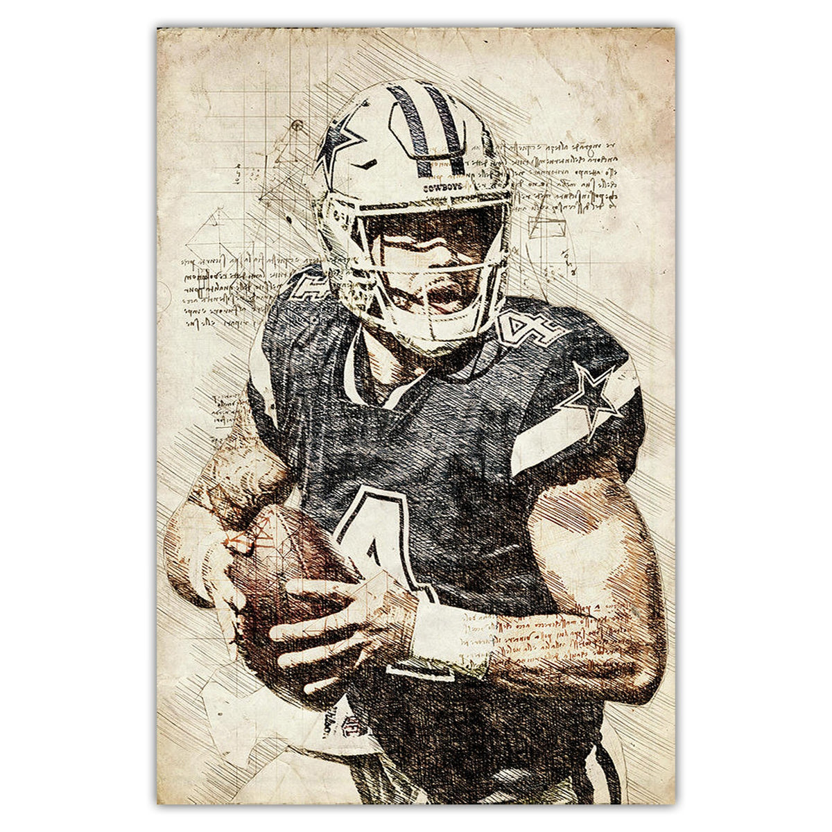 Dak Prescott Sports Celebrity Art Deco Poster 5 Canvas Wall Art Poster Decor Gift