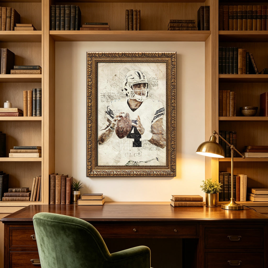 Dak Prescott Sports Celebrity Art Deco Poster 4 Canvas Wall Art Poster Decor Gift