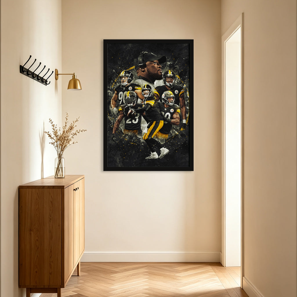 Ben Roethlisberger JuJu Smith Schuster TJ Watt Art Sports Decorative Poster School Dormitory 3 Canvas Wall Art Poster Decor Gift