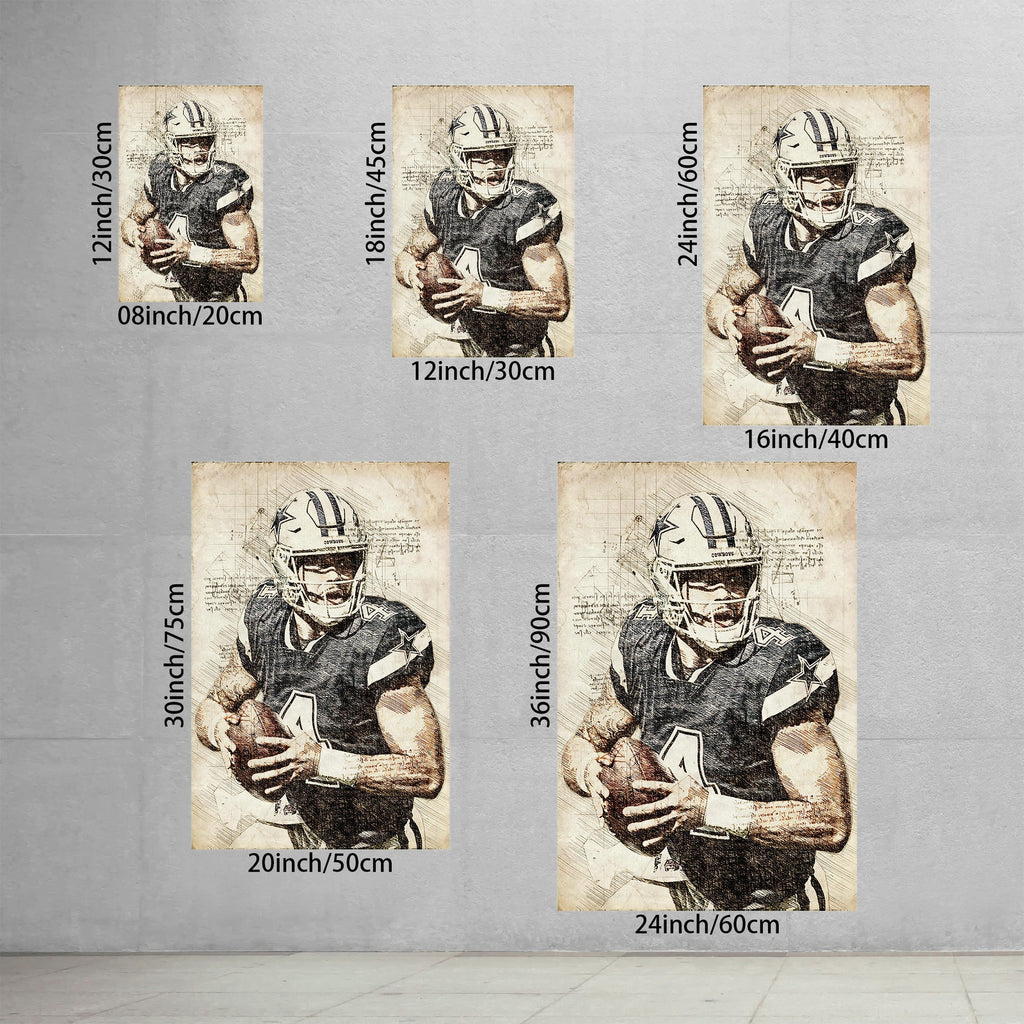 Dak Prescott Sports Celebrity Art Deco Poster 5 Canvas Wall Art Poster Decor Gift