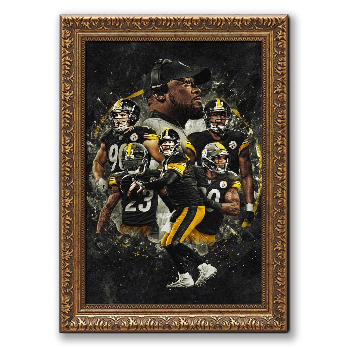 Ben Roethlisberger JuJu Smith Schuster TJ Watt Art Sports Decorative Poster School Dormitory 3 Canvas Wall Art Poster Decor Gift