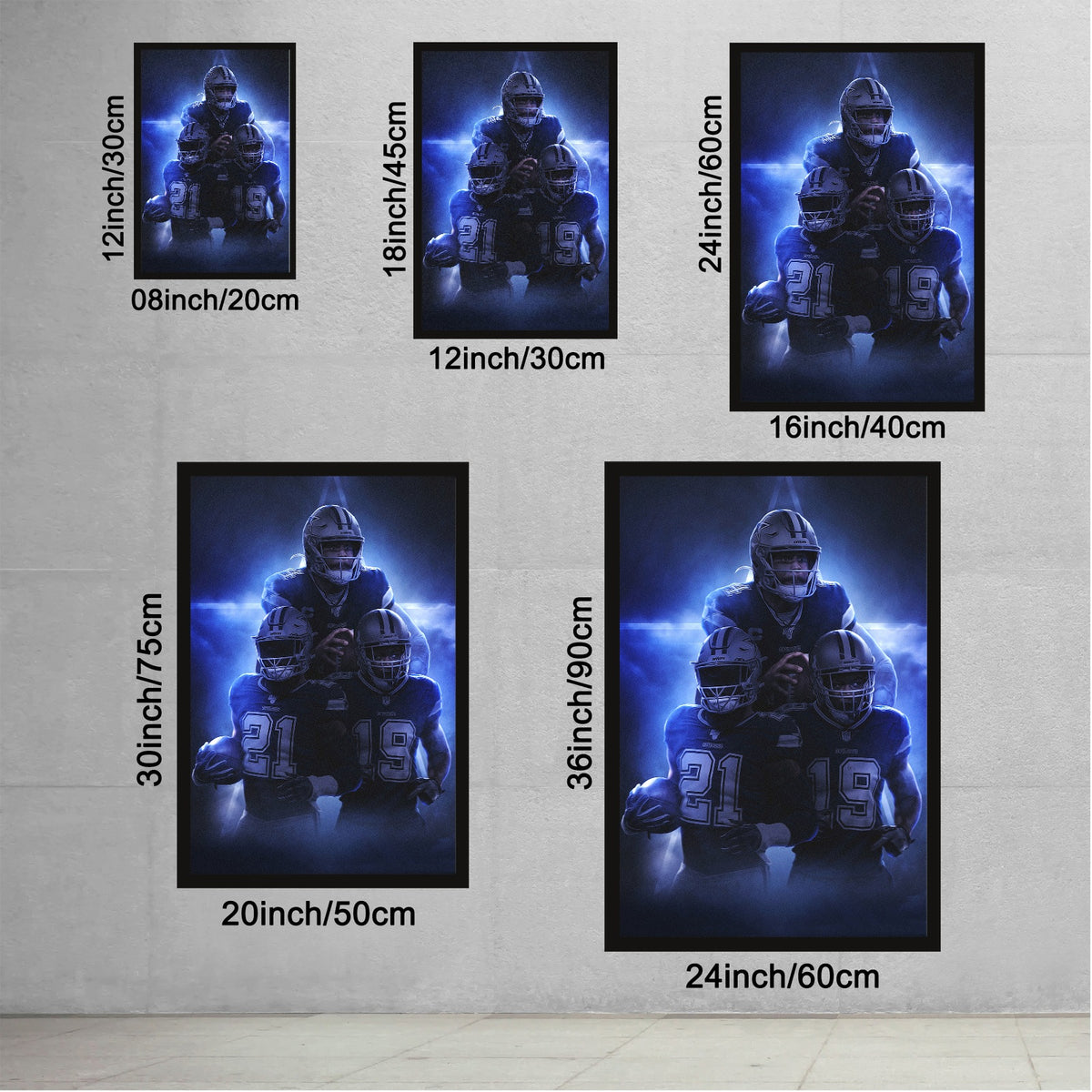 Dak Prescott Amari Cooper Ezekiel Elliott Art Sports Decorative Poster School Dormitory 3 Canvas Wall Art Poster Decor Gift
