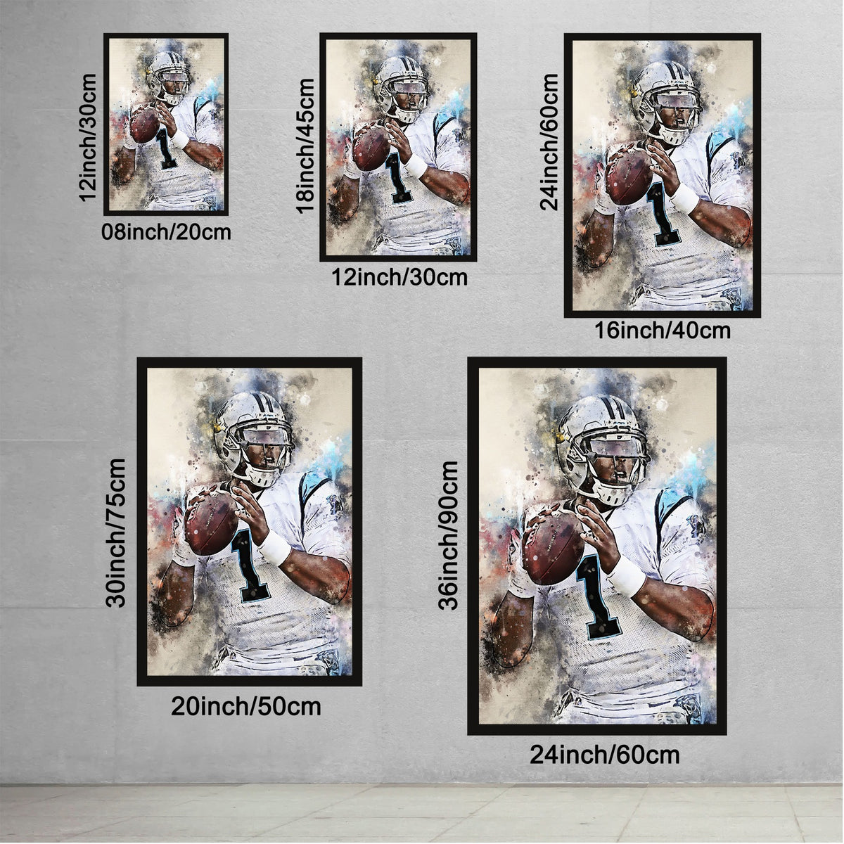 Cam Newton Celebrity Sports Art Poster School Dining Room Decoration 6 Canvas Wall Art Poster Decor Gift