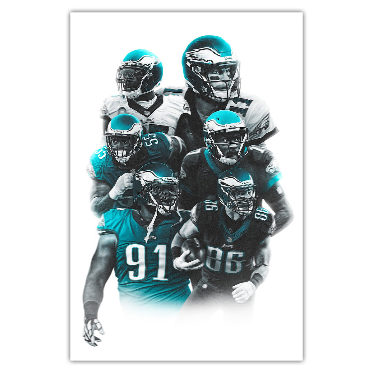 Carson Wentz Alshon Jeffery Art Sports Decorative Poster School Dormitory 6 Canvas Wall Art Poster Decor Gift