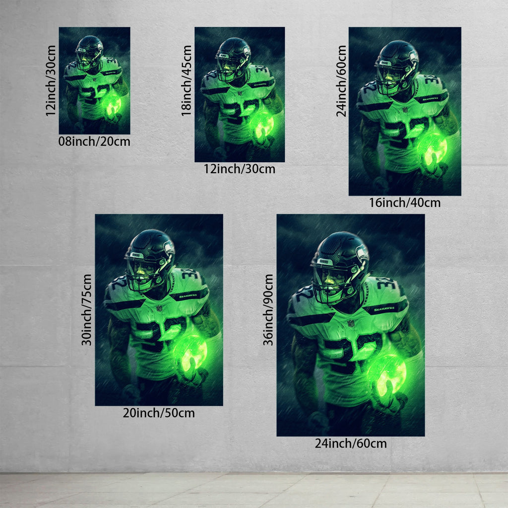 Chris Carson Art Sports Decorative Poster School Dormitory 3 Canvas Wall Art Poster Decor Gift