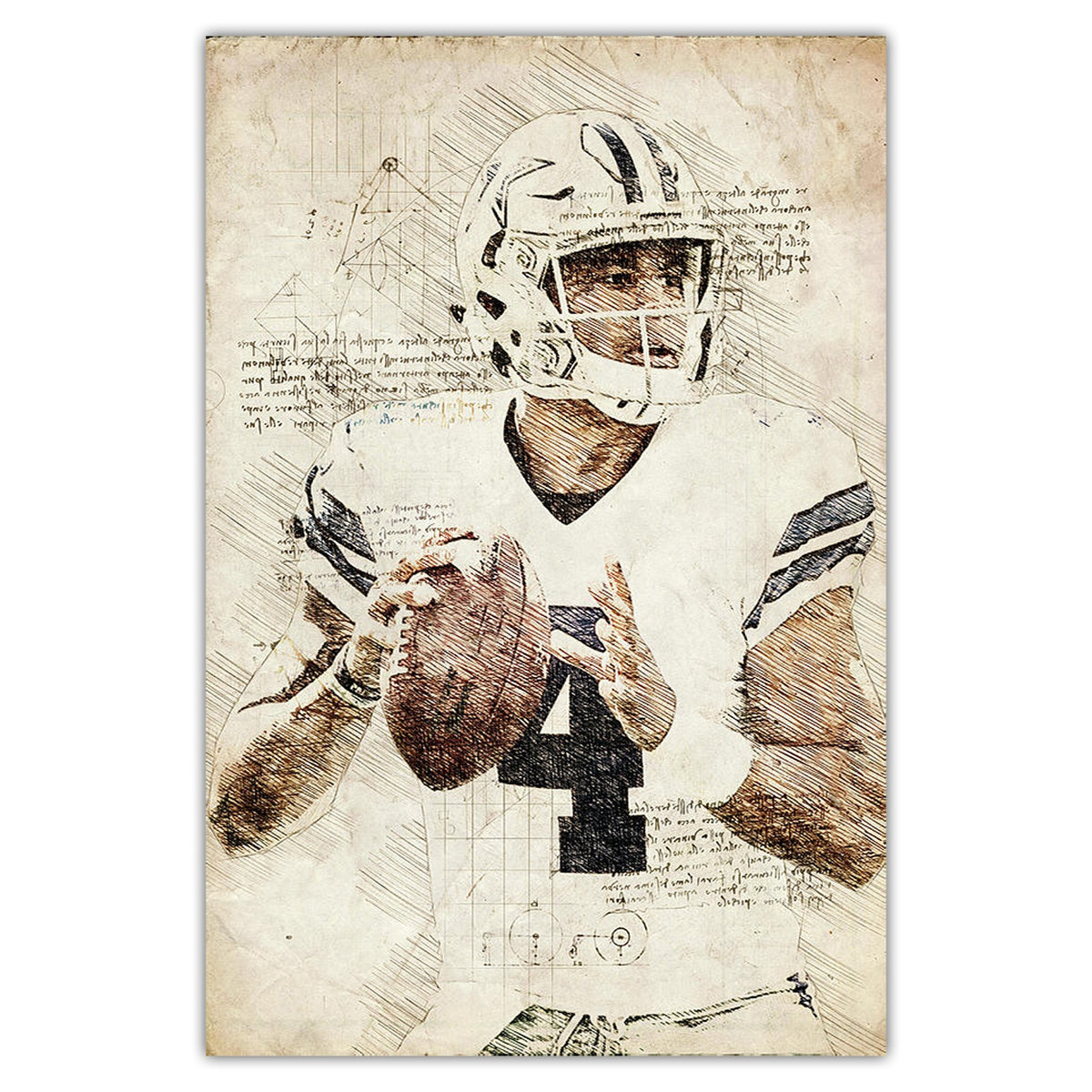 Dak Prescott Sports Celebrity Art Deco Poster 4 Canvas Wall Art Poster Decor Gift