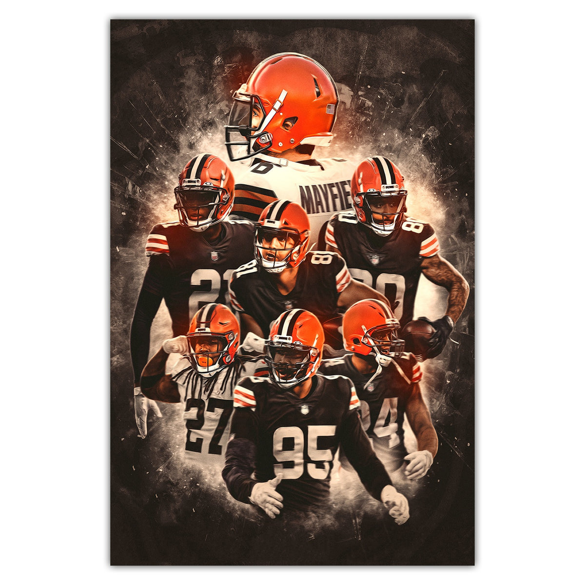 Baker Mayfield Kareem Hunt Austin Hooper Denzel Ward Art Sports Decorative Poster School Dormitory 1 Canvas Wall Art Poster Decor Gift