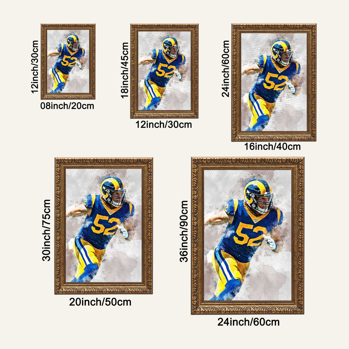 Clay Matthews Celebrity Sports Art Poster School Dining Room Decoration 3 Canvas Wall Art Poster Decor Gift