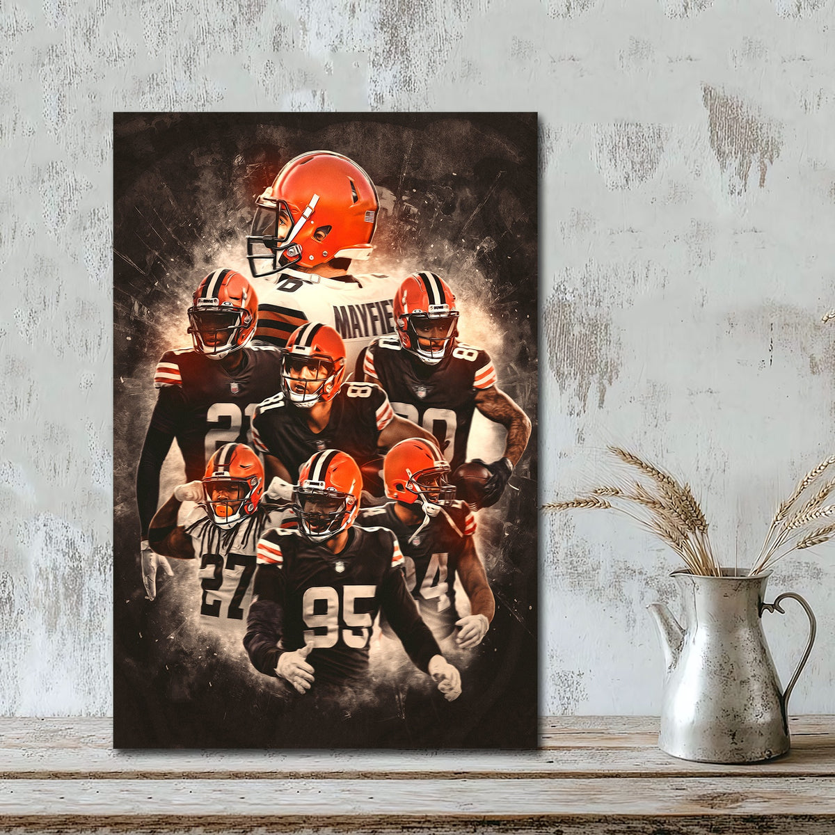 Baker Mayfield Kareem Hunt Austin Hooper Denzel Ward Art Sports Decorative Poster School Dormitory 1 Canvas Wall Art Poster Decor Gift
