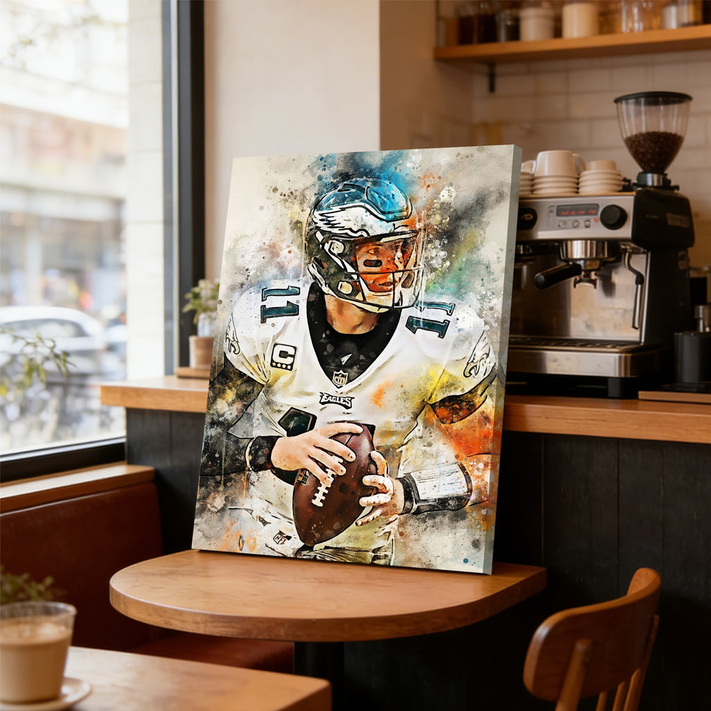Carson Wentz Celebrity Sports Art Poster School Dining Room Decoration 7 Canvas Wall Art Poster Decor Gift