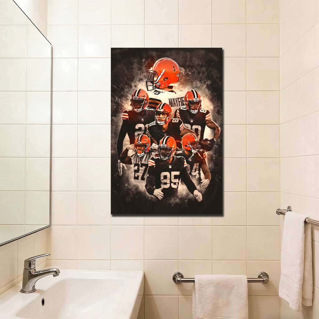 Baker Mayfield Kareem Hunt Austin Hooper Denzel Ward Art Sports Decorative Poster School Dormitory 1 Canvas Wall Art Poster Decor Gift