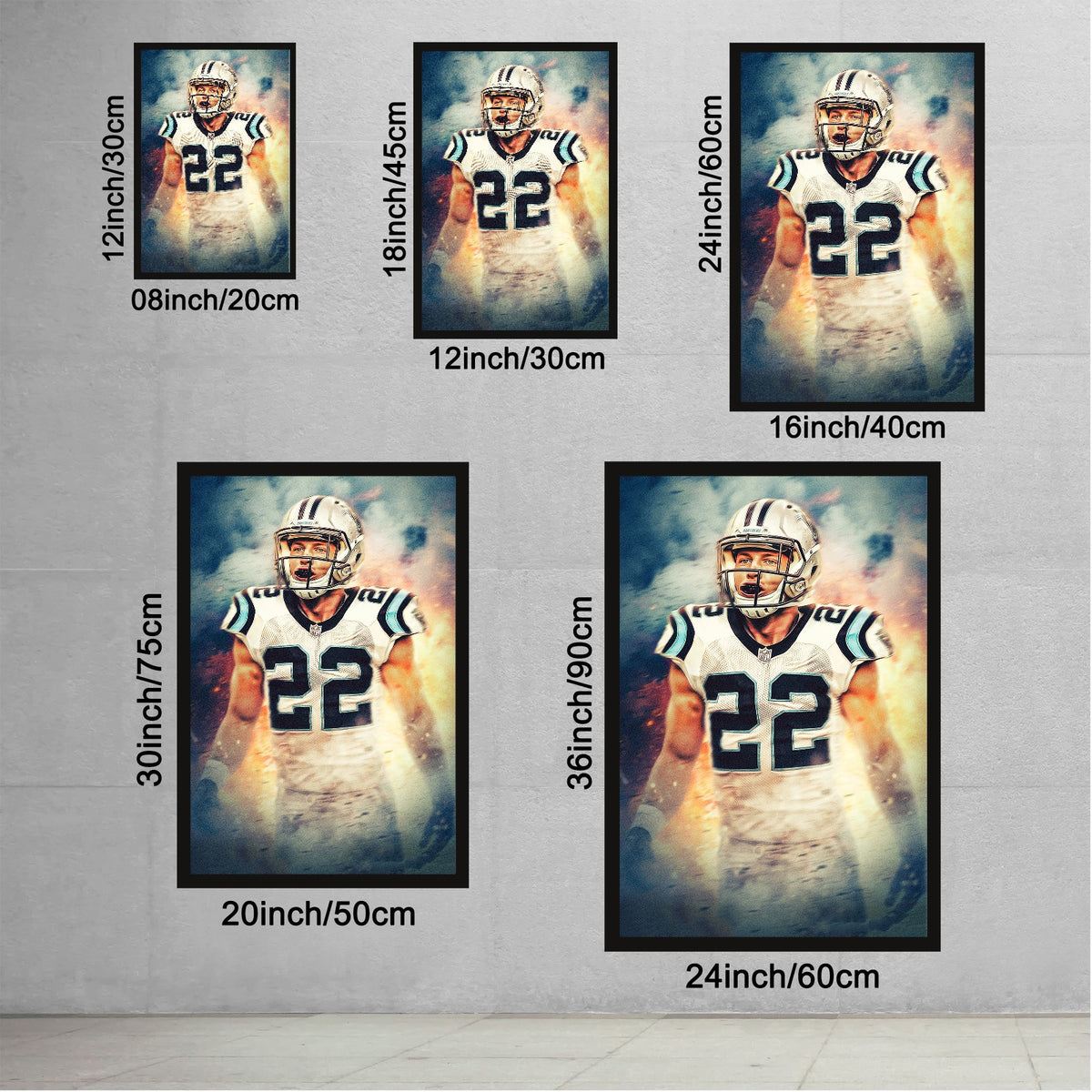 Christian McCaffrey Art Sports Decorative Poster School Dormitory 2 Canvas Wall Art Poster Decor Gift