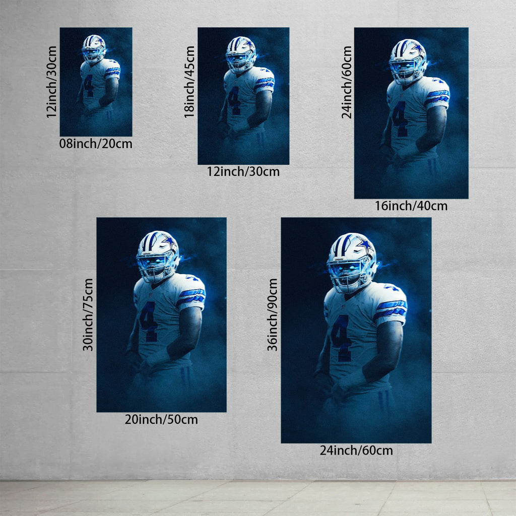 Dak Prescott Art Sports Decorative Poster School Dormitory 2 Canvas Wall Art Poster Decor Gift