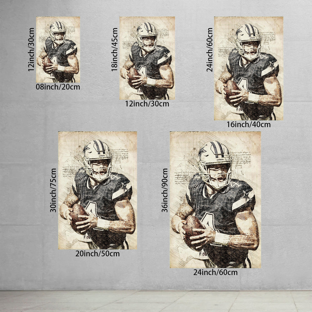 Dak Prescott Sports Celebrity Art Deco Poster 5 Canvas Wall Art Poster Decor Gift