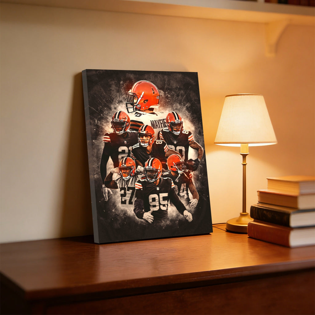 Baker Mayfield Kareem Hunt Austin Hooper Denzel Ward Art Sports Decorative Poster School Dormitory 1 Canvas Wall Art Poster Decor Gift