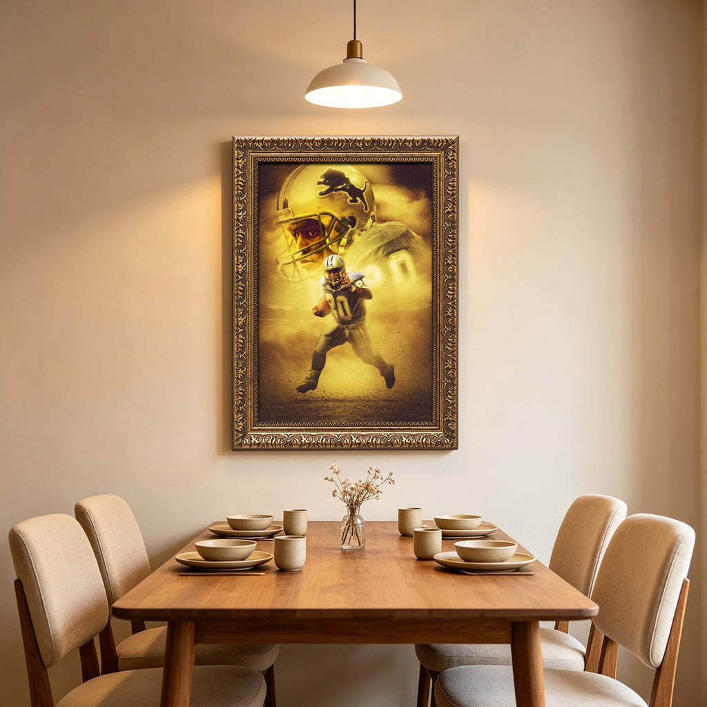 Barry Sanders Art Sports Decorative Poster School Dormitory 9 Canvas Wall Art Poster Decor Gift