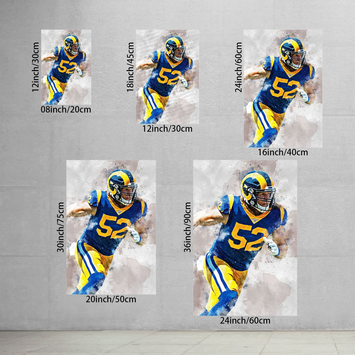 Clay Matthews Celebrity Sports Art Poster School Dining Room Decoration 3 Canvas Wall Art Poster Decor Gift