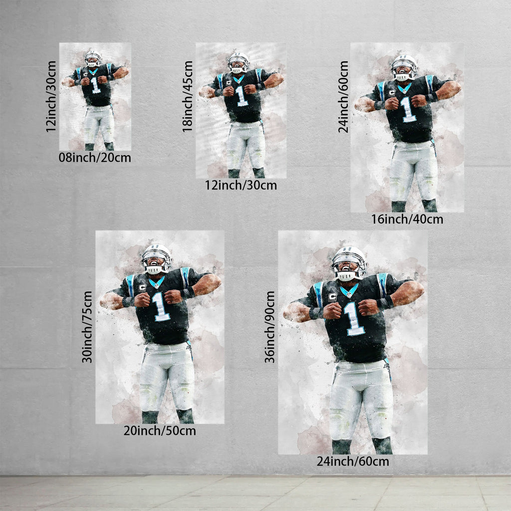 Cam Newton Celebrity Sports Art Poster School Dining Room Decoration 5 Canvas Wall Art Poster Decor Gift