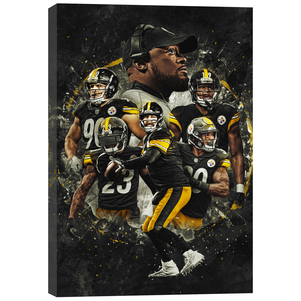 Ben Roethlisberger JuJu Smith Schuster TJ Watt Art Sports Decorative Poster School Dormitory 3 Canvas Wall Art Poster Decor Gift