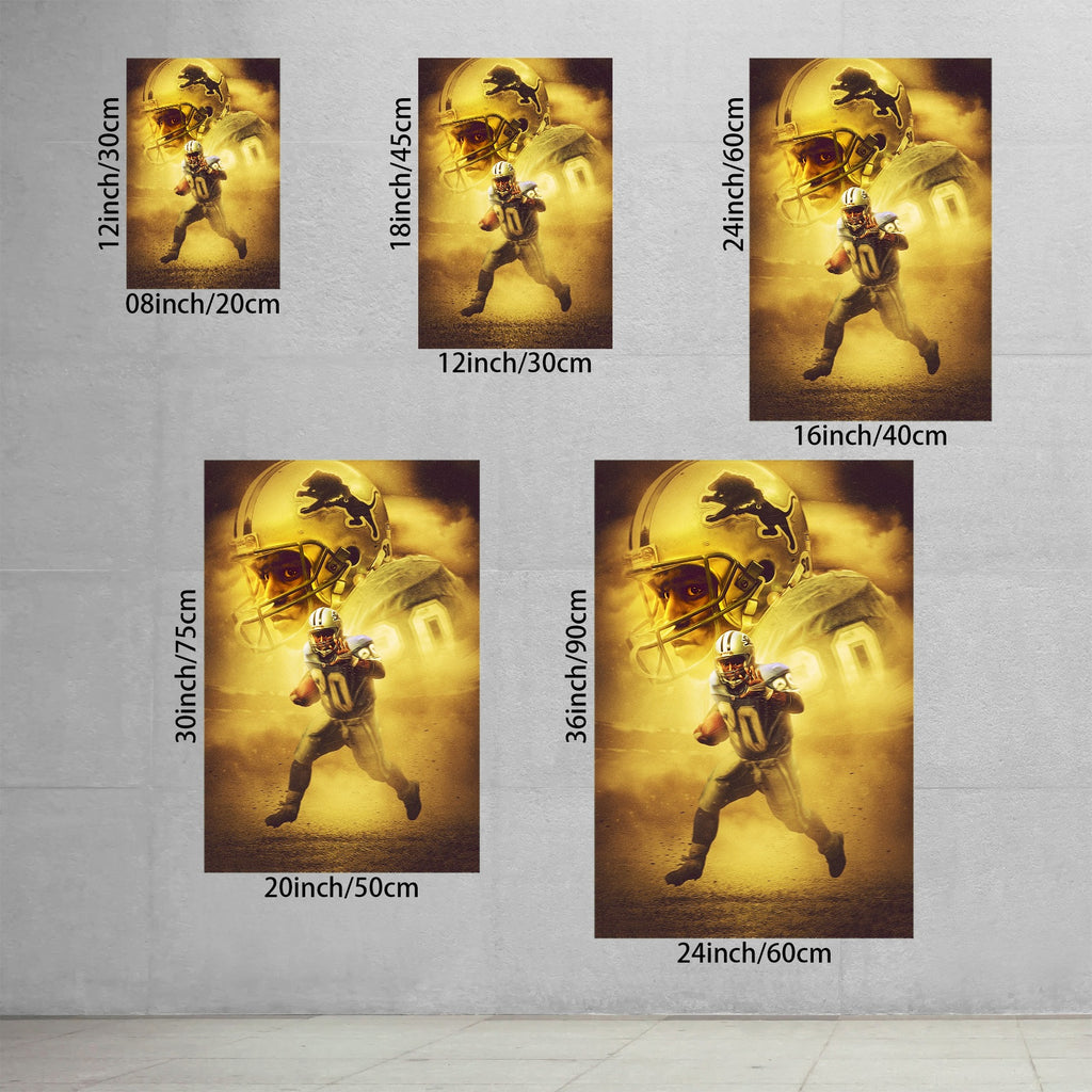 Barry Sanders Art Sports Decorative Poster School Dormitory 9 Canvas Wall Art Poster Decor Gift