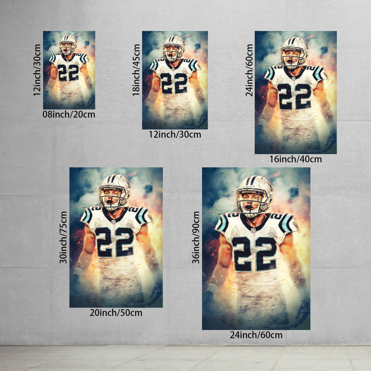Christian McCaffrey Art Sports Decorative Poster School Dormitory 2 Canvas Wall Art Poster Decor Gift