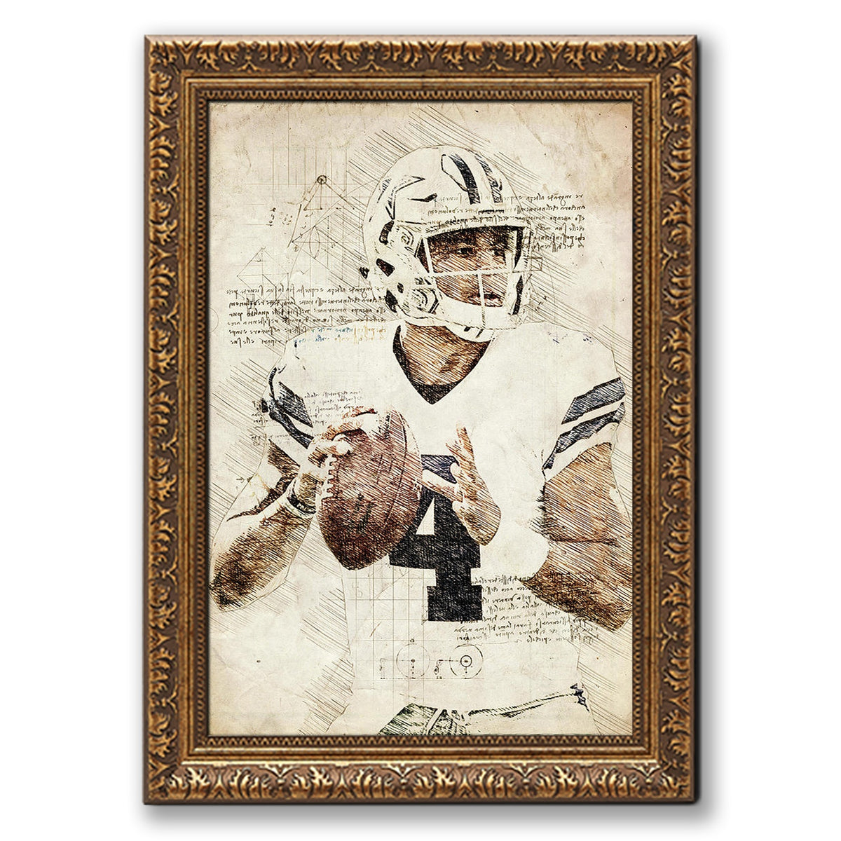 Dak Prescott Sports Celebrity Art Deco Poster 4 Canvas Wall Art Poster Decor Gift