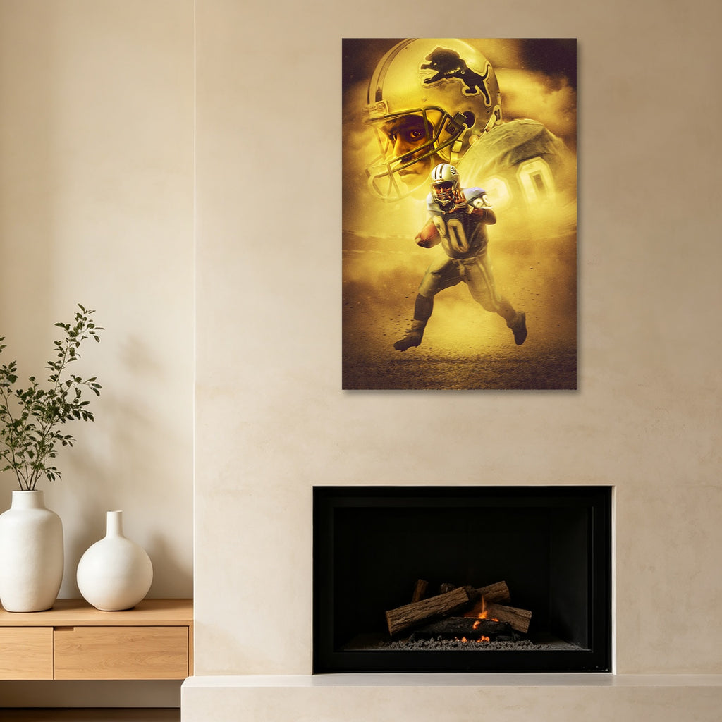 Barry Sanders Art Sports Decorative Poster School Dormitory 9 Canvas Wall Art Poster Decor Gift