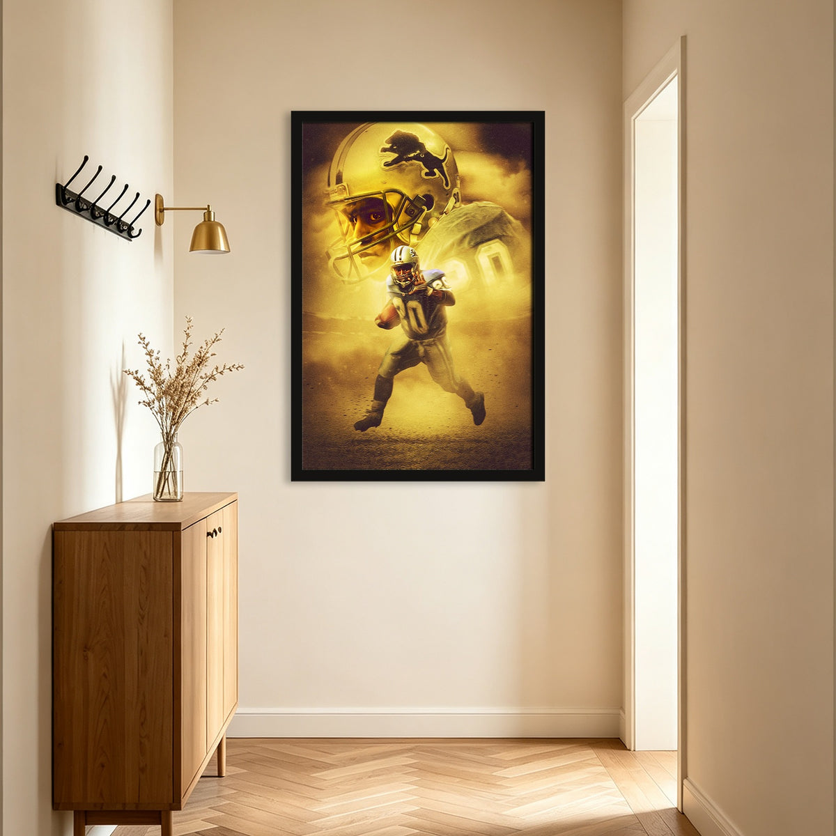 Barry Sanders Art Sports Decorative Poster School Dormitory 9 Canvas Wall Art Poster Decor Gift